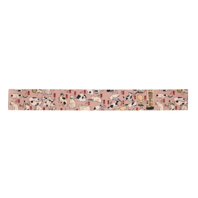 Japanische Katzen Ukiyo-e Funny kitty Satinband (Vorderseite)