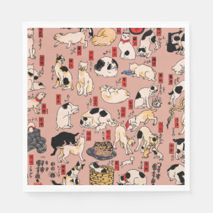 Japanische Katzen Ukiyo-e Funny kitty Serviette