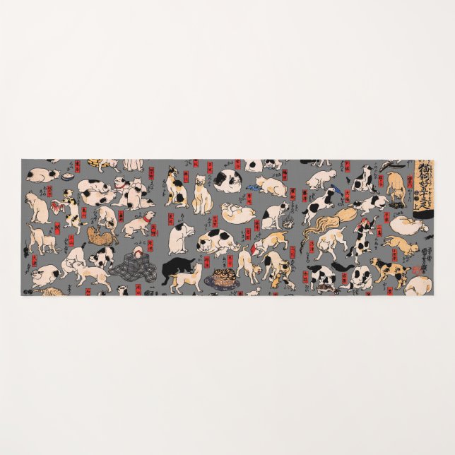 Japanische Katzen Ukiyo-e Funny kitty Yogamatte (Vorderseite (Horizontal))