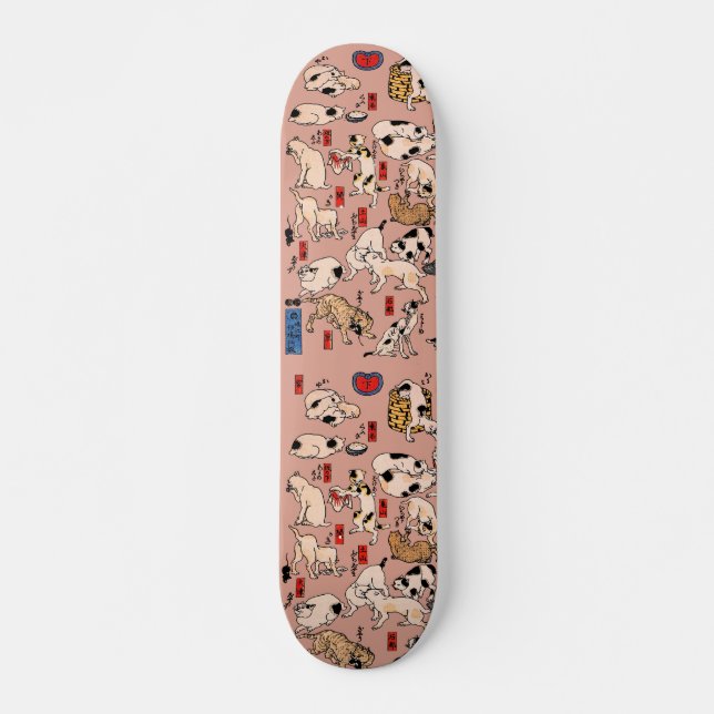 Japanische Katzen Woodblock ukiyo-e Vintag Kitty Skateboard (Vorne)