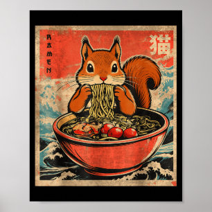 Japanische Kawaii-Eichhörnchen essen Ramen Anime-G Poster