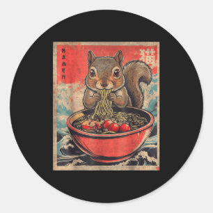 Japanische Kawaii-Eichhörnchen essen Ramen Anime-G Runder Aufkleber