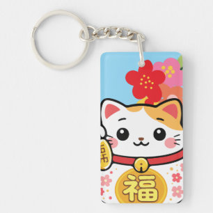 Japanische Kawaii Maneki Glückskatze Schlüsselanhänger