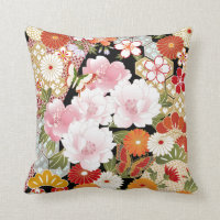 Japanische Kimono-Blume kopiert Throw-Kissen