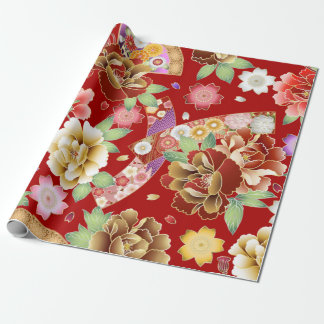 Japanische Kimono Design Niedliche farbenfrohe Blu Geschenkpapier