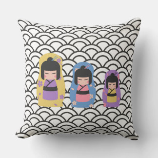 Japanische Kimono Dolls Square Cushion Kissen