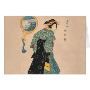Japanische Kimono Frau: Ukiyo-e Woodblock Print