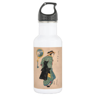 Japanische Kimono Frau: Ukiyo-e Woodblock Print Edelstahlflasche