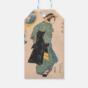 Japanische Kimono Frau: Ukiyo-e Woodblock Print Geschenkanhänger