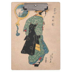 Japanische Kimono Frau: Ukiyo-e Woodblock Print Klemmbrett