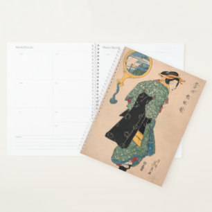 Japanische Kimono Frau: Ukiyo-e Woodblock Print Planer