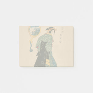 Japanische Kimono Frau: Ukiyo-e Woodblock Print Post-it Klebezettel