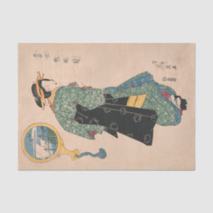 Japanische Kimono Frau: Ukiyo-e Woodblock Print Seidenpapier