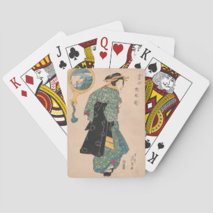 Japanische Kimono Frau: Ukiyo-e Woodblock Print Spielkarten