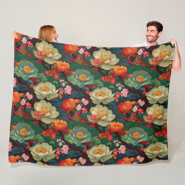 Japanische Kimono-Musterdecke Fleecedecke (Beispiel)