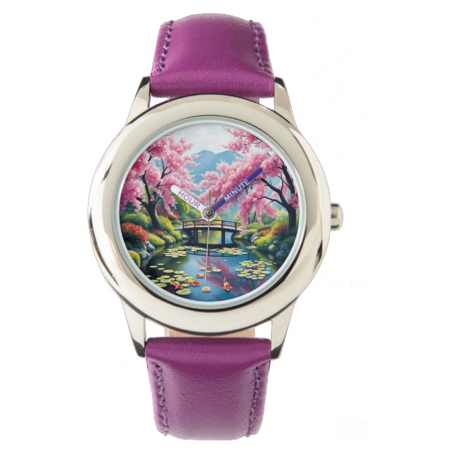 Japanische Kirschbaumgarten eWatch Armbanduhr (Vorderseite)