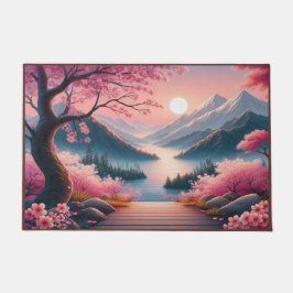 Japanische Kirschblüten Bergwald Landschaft Fußmatte