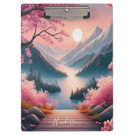 Japanische Kirschblüten Bergwald Landschaft Klemmbrett