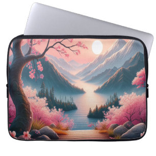 Japanische Kirschblüten Bergwald Landschaft Laptopschutzhülle