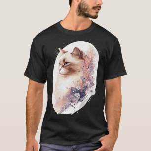 Japanische Kirschblüten-Birman-Katze Aquarell Saku T-Shirt