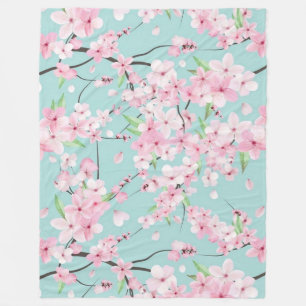 Japanische Kirschblüten blühende Wildblumen Fleecedecke