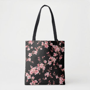 Japanische Kirschblüten Blumige Röte Pink Schwarz Tasche