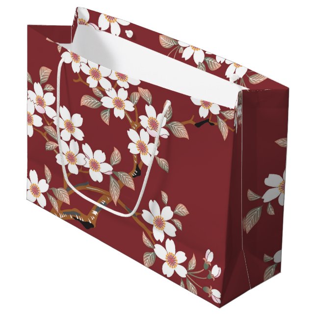Japanische Kirschblüten Große Geschenktüte (Vorderseite Schrägansicht)