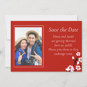 Japanische Kirschblüten-Hochzeit Save The Date Kar