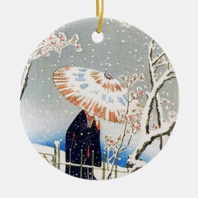 Japanische Kirschblüten Keramikornament (Vorne)