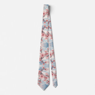 Japanische Kirschblüten-Rosa-Blau Krawatte