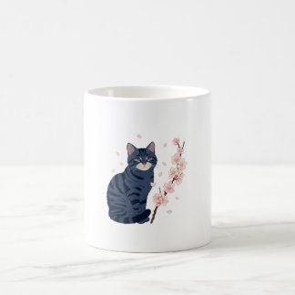 Japanische Kirschblüten-Tabby-Katze Kaffeetasse