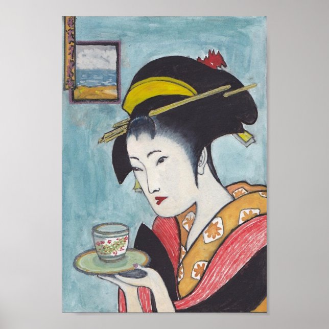 Japanische Klassik Geisha Lady Art Poster (Vorne)