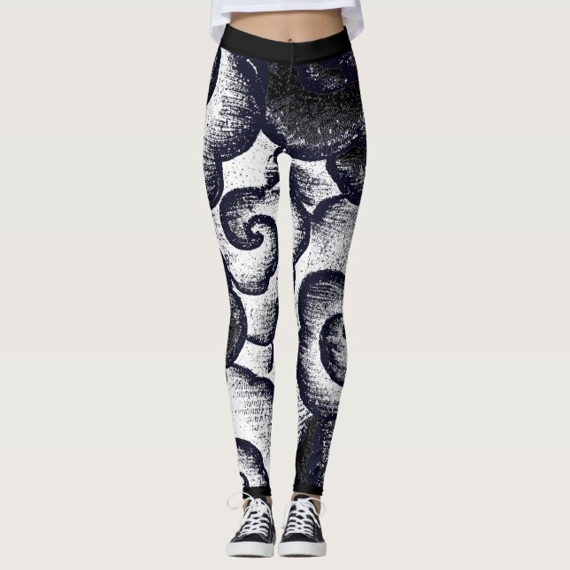 JAPANISCHE KLOUD PATTER SCHWARZ UND WEISSE LEGGING LEGGINGS (Vorderseite)