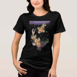 Japanische Koi-Fisch-Teich-Illustration Ästhetik Tri-Blend Shirt