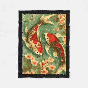 Japanische Koi-Fische Kirschblüten Sakura Kunst Mä Fleecedecke
