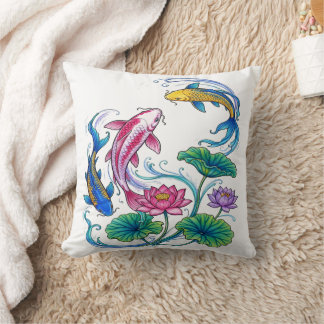 Japanische Koi-Fische Lotus-Mandala Traditioneller Kissen