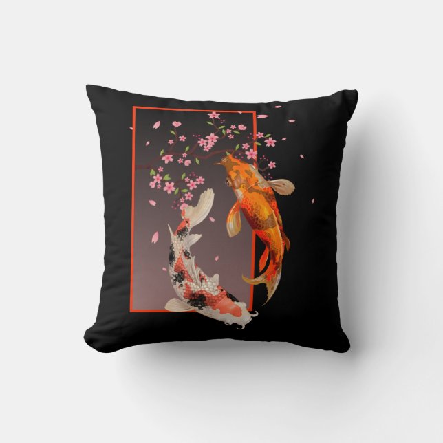 Japanische Koi Fische und Blume Kissen (Vorderseite)