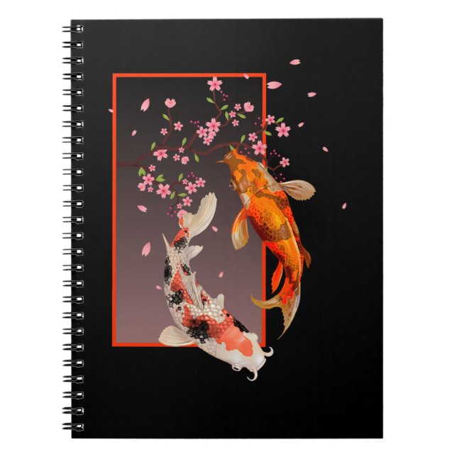 Japanische Koi Fische und Blume Notizblock (Vorderseite)