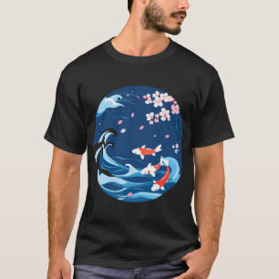 Japanische Koi-Fische und Kirschblüten-Kunst T-Shirt