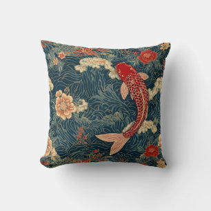 Japanische Koi-Fische - Vintage Orientalische Well Kissen