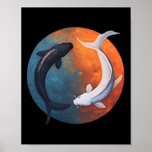 Japanische Koi-Fische Yin und Yang Männer Frauen F Poster