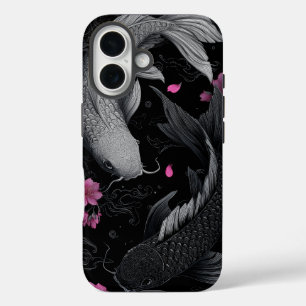 Japanische Koi Fish Dunkle Mode iPhone 16 Hülle
