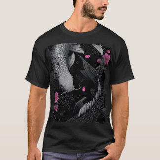 Japanische Koi Fish Dunkle Mode T-Shirt