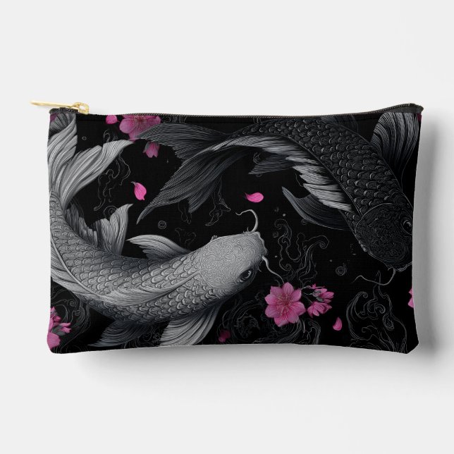 Japanische Koi Fish Dunkle Mode Zubehörtasche (Vorderseite)