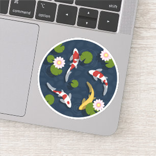 Japanische Koi Fish Pond Round Aufkleber