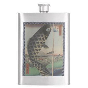 Japanische Koi Hiroshige Fisch Festival Flagge Flachmann