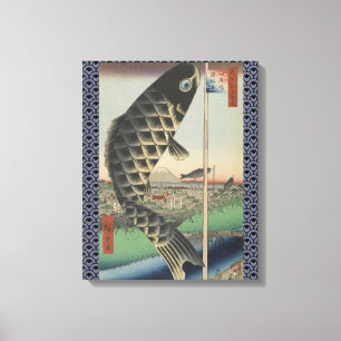 Japanische Koi Hiroshige Fisch Festival Flagge Leinwanddruck