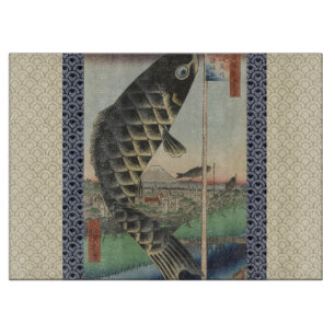 Japanische Koi Hiroshige Fisch Festival Flagge Schneidebrett