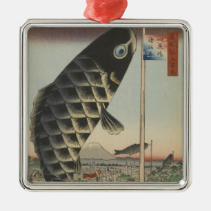 Japanische Koi Hiroshige Fischfestflagge Ornament Aus Metall