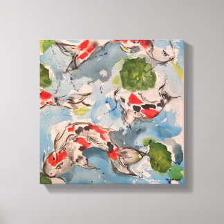 Japanische Koi Wasserfarbe Canvas Print 12x12 Leinwanddruck